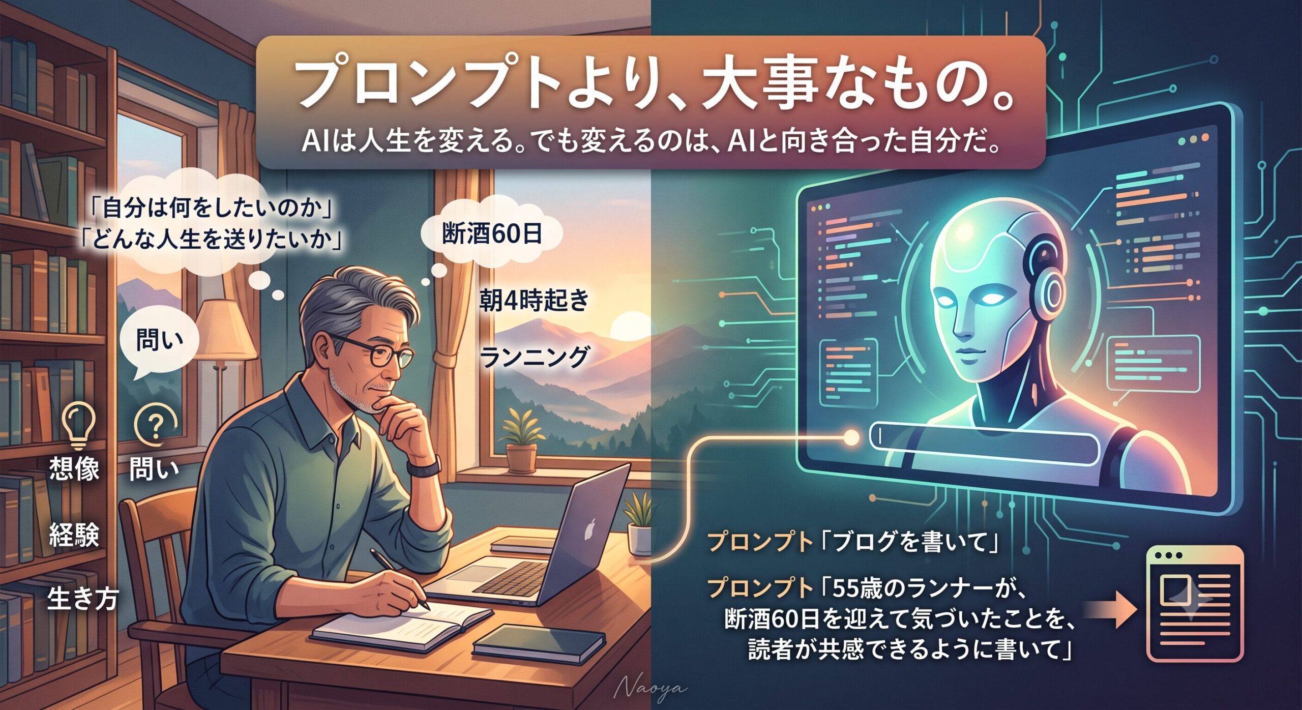 人間とAIの対話。プロンプトより大事なのは問いを立てる力。55歳がAIと向き合って気づいたこと。